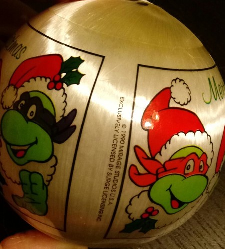 Teen Mutant Ninja Turtles Vintage Satin Bulb Christmas Ornament 1990 ISC