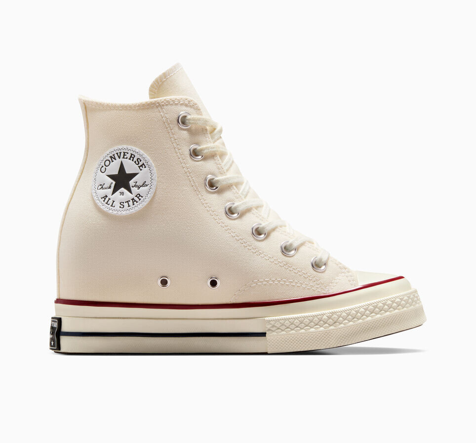 Pre-owned Converse Chuck 70 Wedge Platform Women's High-top Shoes Ecru In Egret/black/red