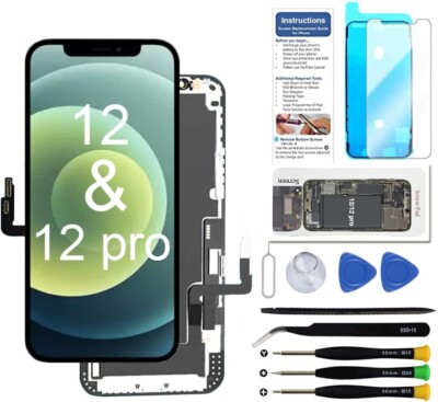 iPhone 12/12 Pro Screen Replacement 6.1 inch, 3D Touch LCD Display Digitizer