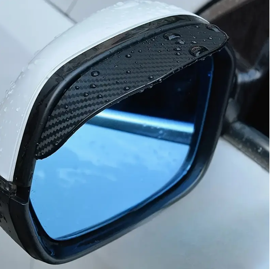 2PCS Upgraded Carbon Fiber Texture Car Mirror Rain Guards – Windproof