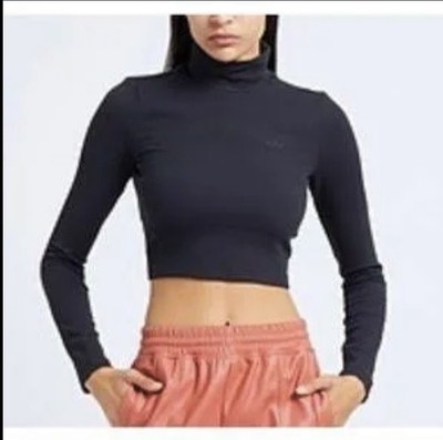Adidas Cropped Rib Long Sleeve Shirt Turtle neck Women's Size X-Small