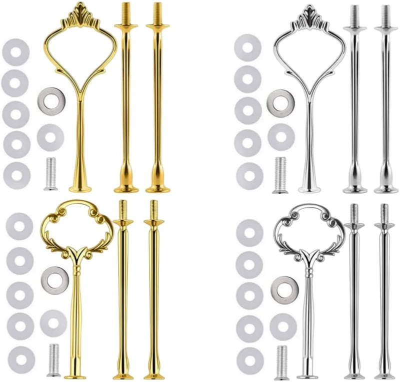 4 Sets of 3 Tier Cake Plate Stand Handle Hardware, Cake Fruit Food Plate Stand