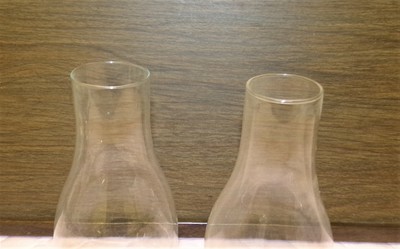 Lot Set 2 Vtg Clear Hurricane Chimney Lamp Shade 8 1/2