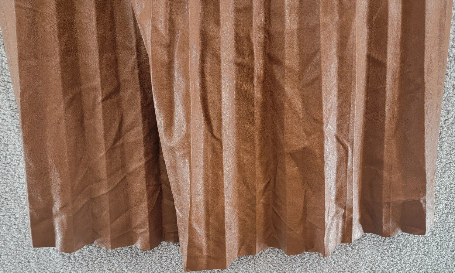 Gracia Faux Leather Long Pleated Skirt Womens XL Brown Elastic Waist Zip Closure - Picture 11 of 15