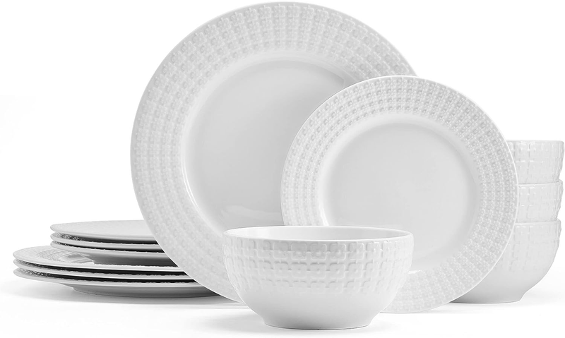 Pfaltzgraff Lexi 12 Piece Dinnerware Set, Service for 4 Whit