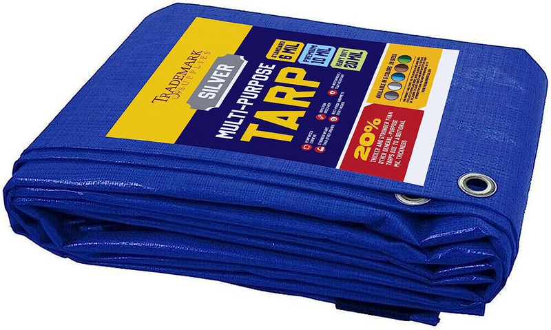Tarp Cover Blue Waterproof Great for Tarpaulin Canopy Tent, Boat, RV or Pool Cov