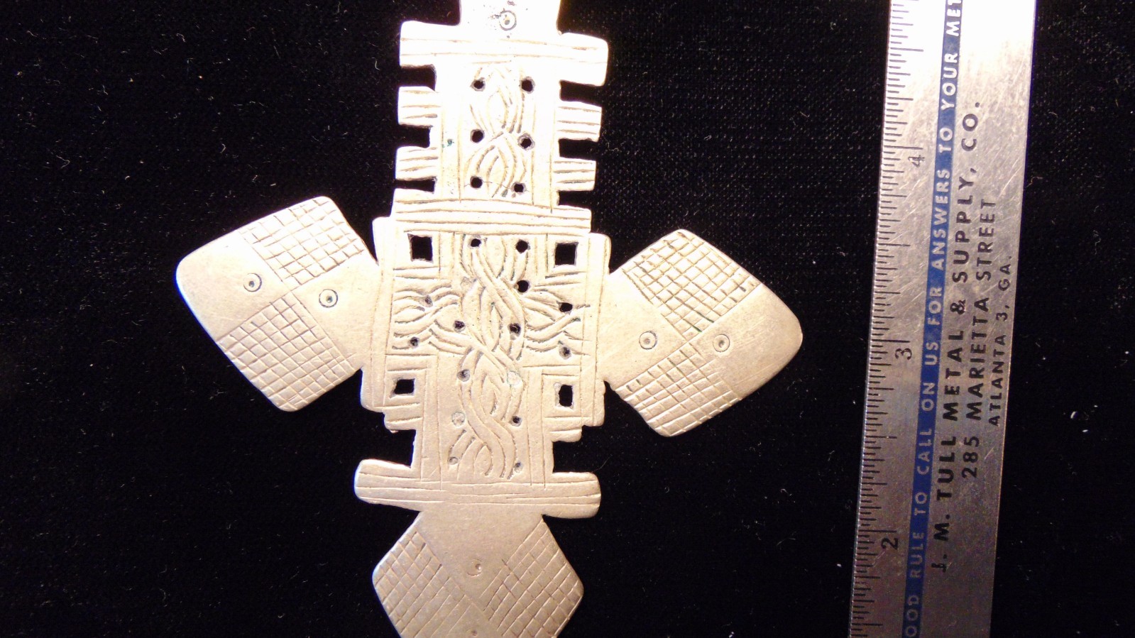 Antique hand crafted  large silver cross