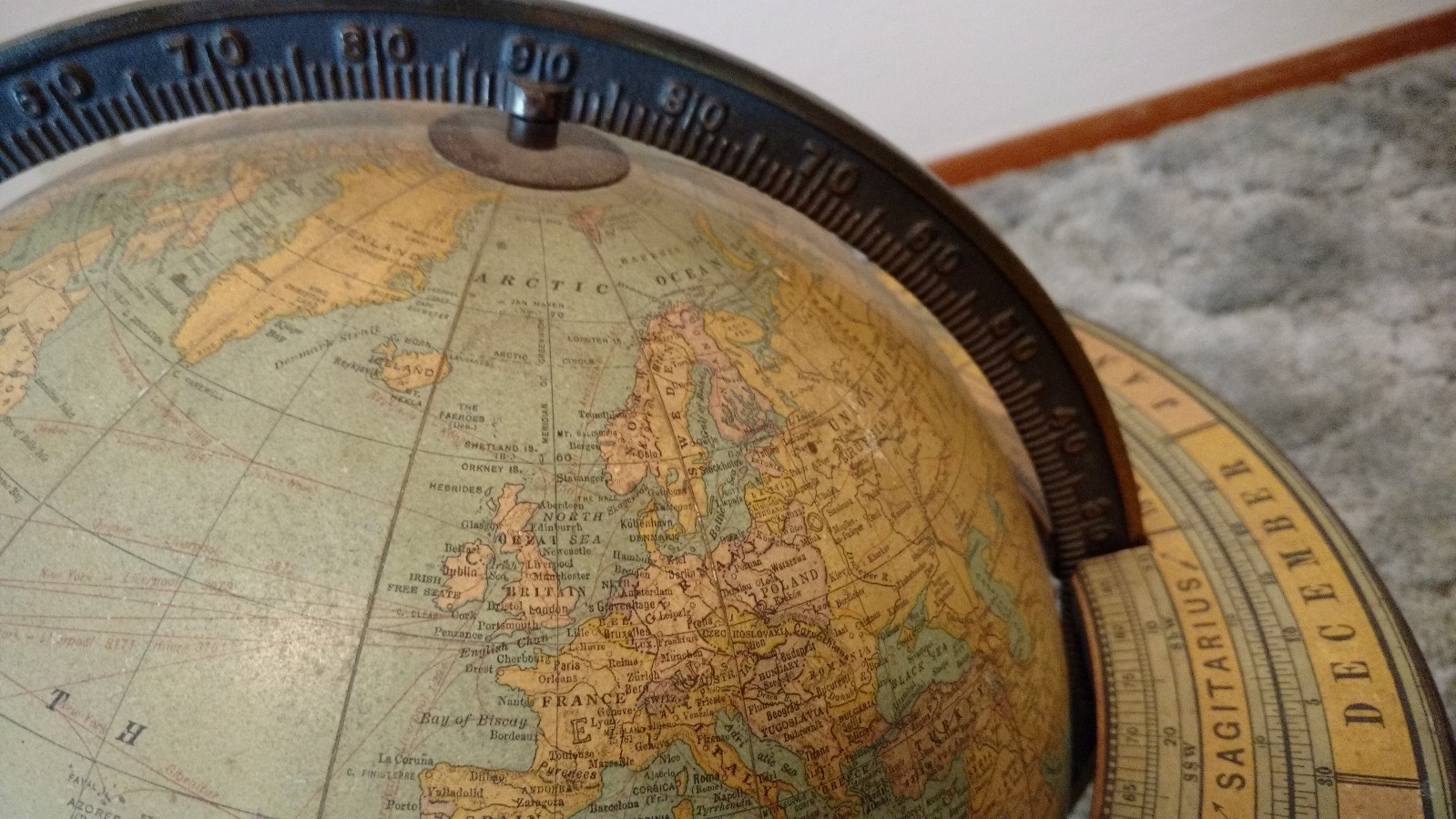 Antique Vintage Globe Rand McNally Brass Bronze Twelve In. 12