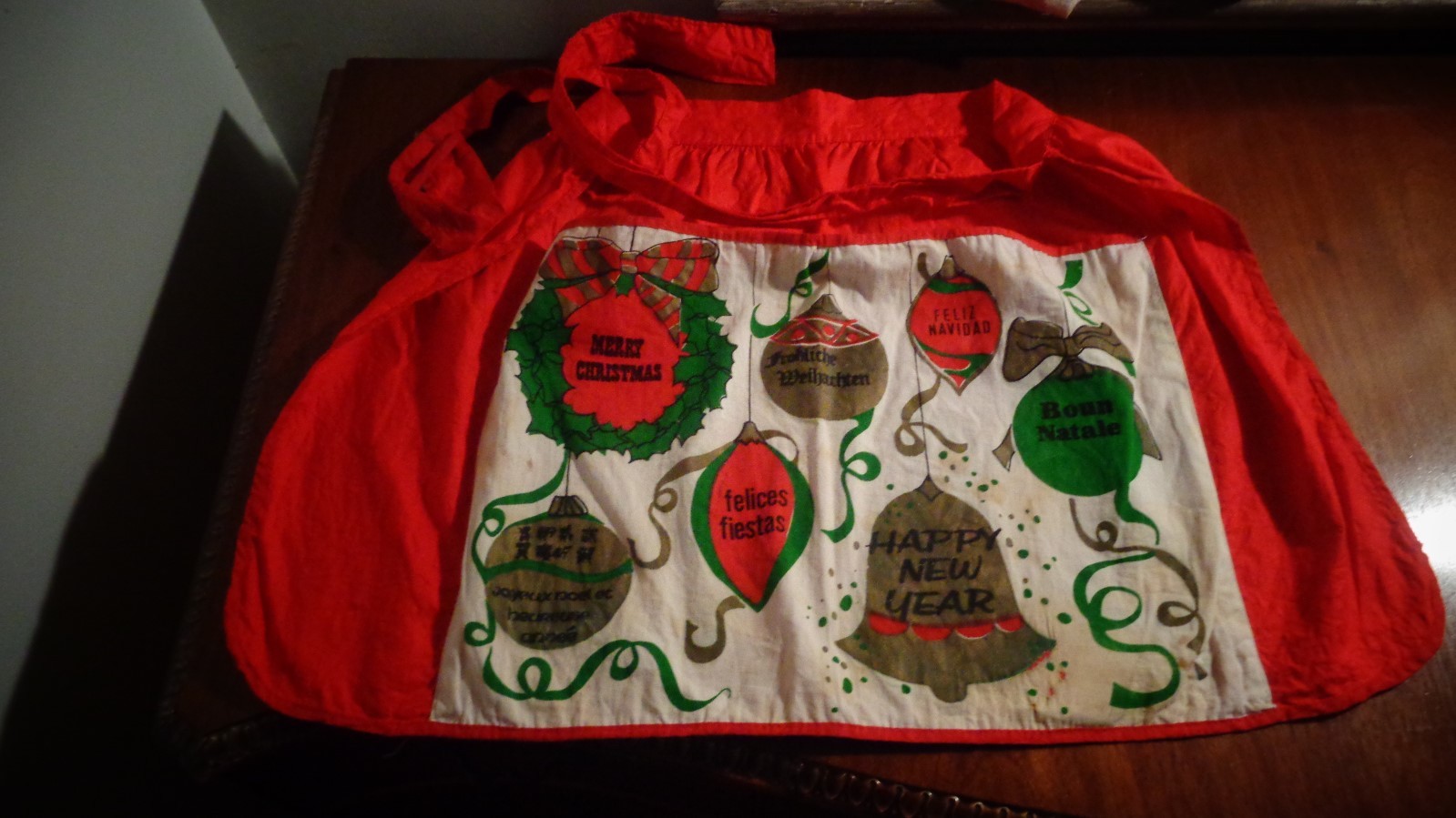Vintage Christmas New Year's Apron Mid Century Modern