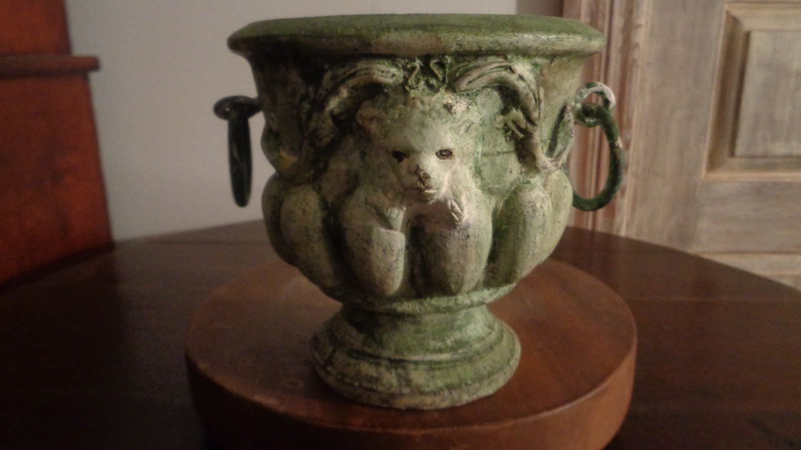 Vintage French Country Primitive Rustic Goat Urn Vase Pot Planter