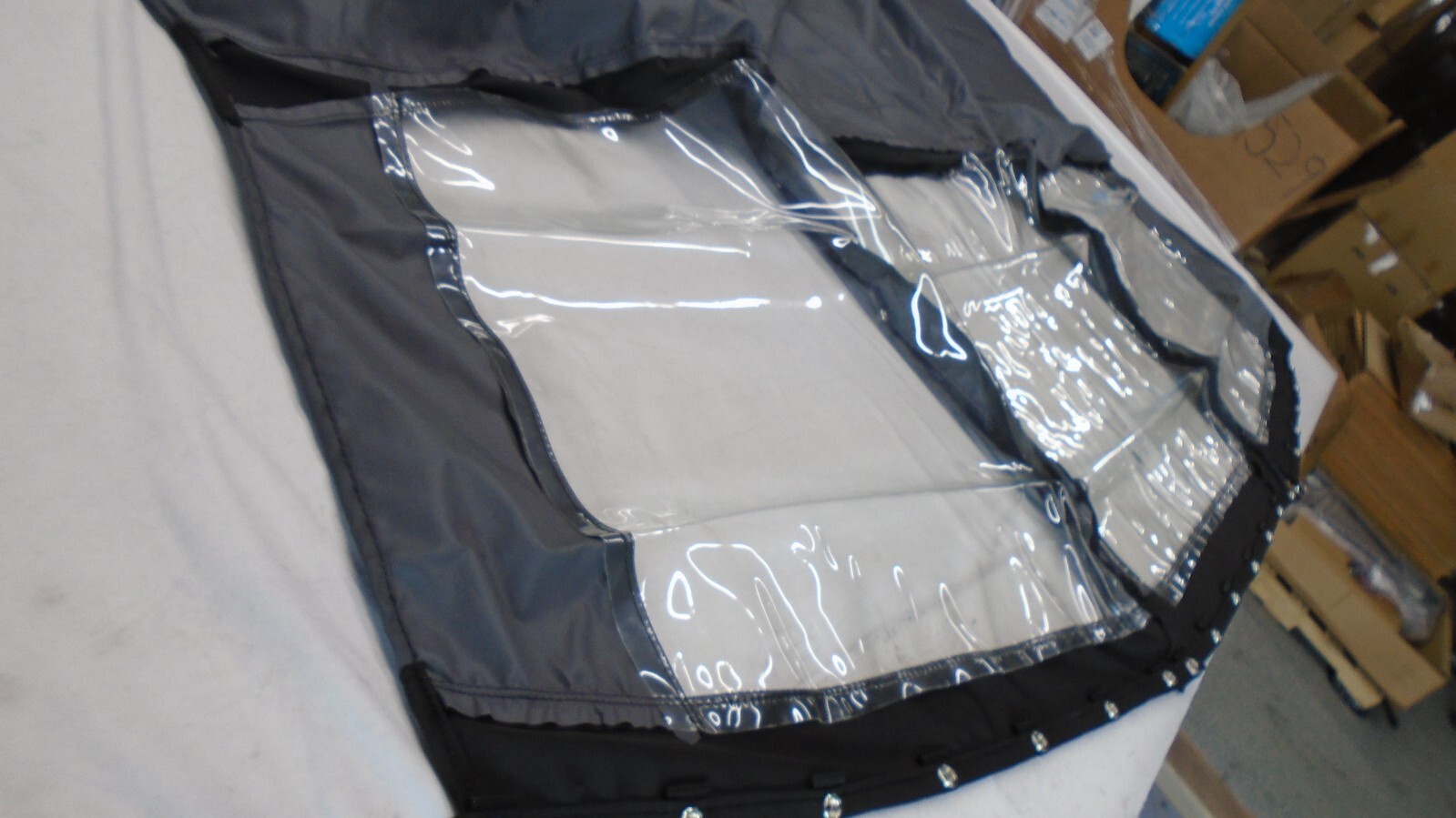 SPORTCREATION 2C4985 2 BOW CONVERTIBLE BIMINI TOP W/WINDSHIELD & BOOT GREY BOAT