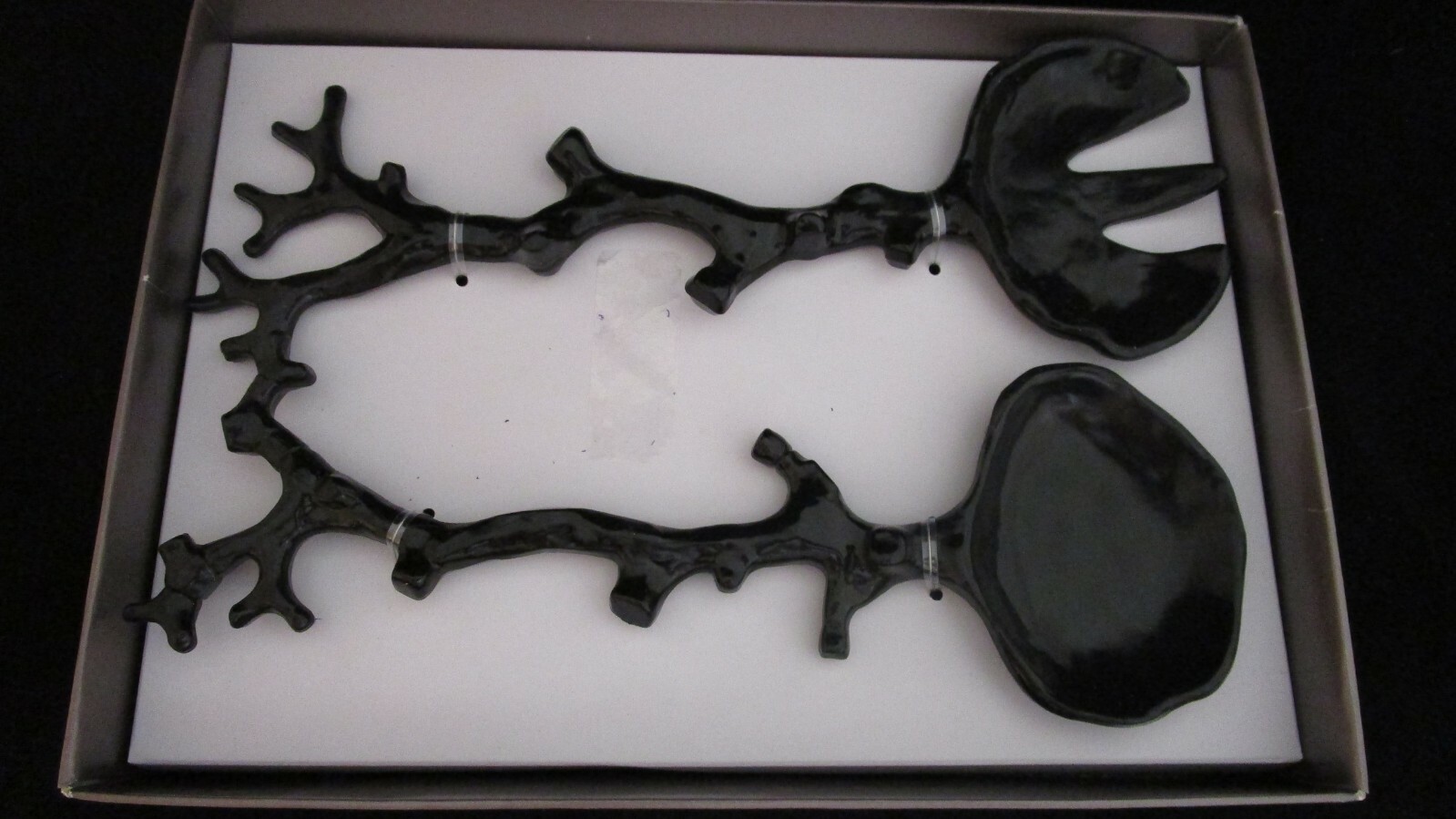 Michael Aram Madhouse Opaque Coral Salad Servers Black (Set of 2) FREE SHIPPING!