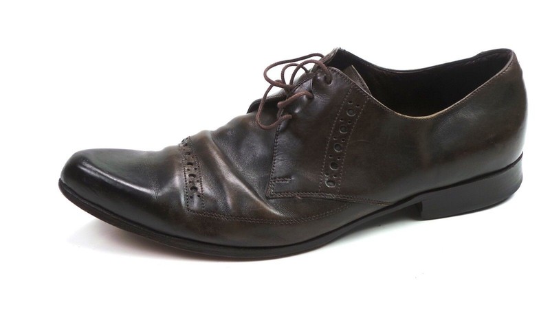 Burberry Brown Leather Lace up Oxfords Shoes Men display picture 3