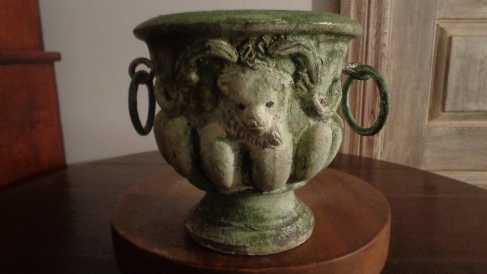 Vintage French Country Primitive Rustic Goat Urn Vase Pot Planter