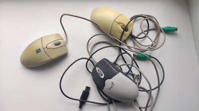3 x Vintage Ps2 mouses Scroll A4Tech Ednet Genius used working