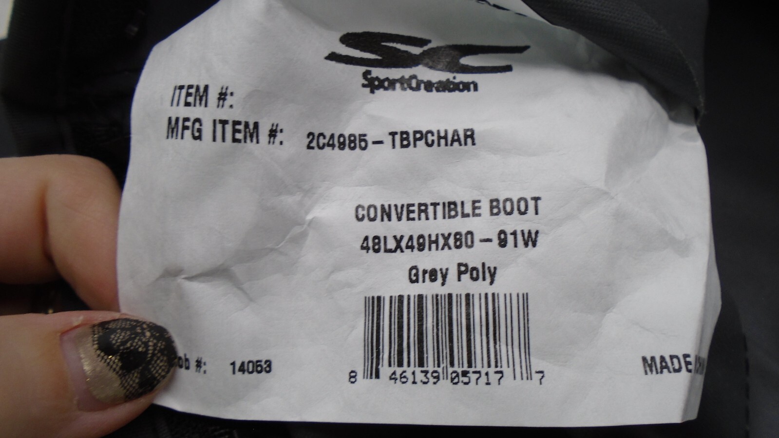 SPORTCREATION 2C4985 2 BOW CONVERTIBLE BIMINI TOP W/WINDSHIELD & BOOT GREY BOAT