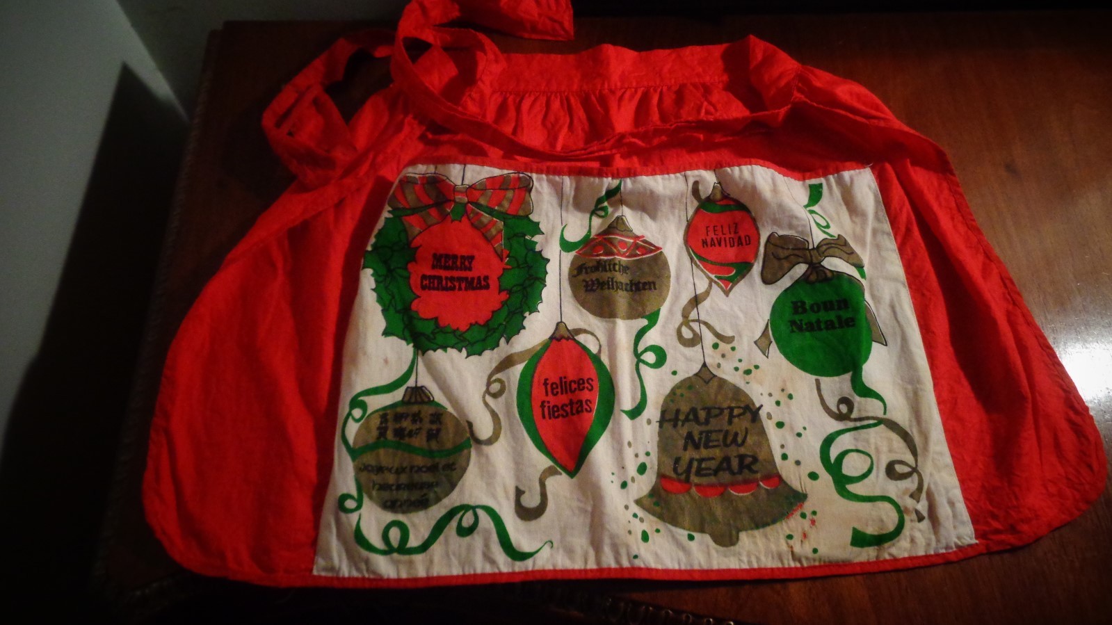 Vintage Christmas New Year's Apron Mid Century Modern