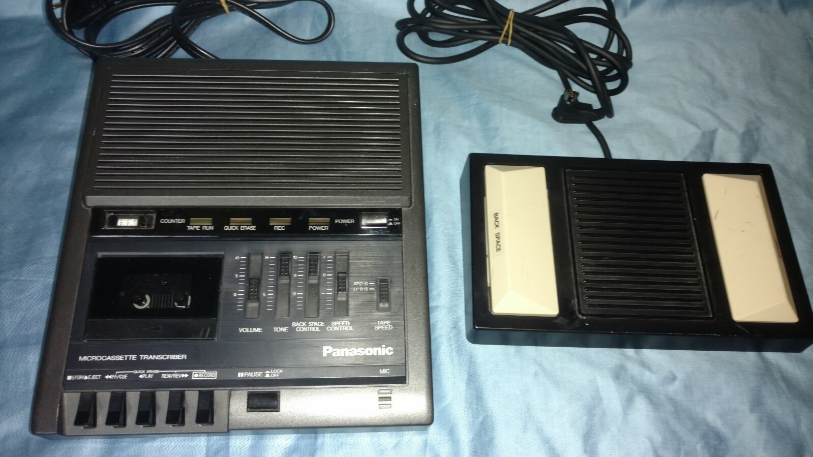 Panasonic RR-930 Microcassette Transcriber Recorder w/ Foot Pedal & 2 Cassettes