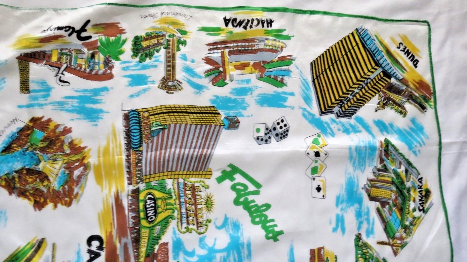VINTAGE MID CENTURY LAS VEGAS SCARF - CASINOS - SAHARA, STARDUST, TROPICANA