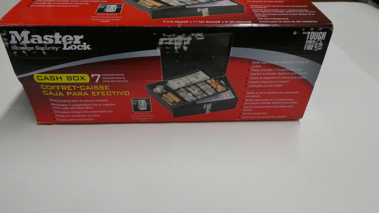 Master Key Lock Security Box. Metal Safe Cash Storage Money Coins Tray NO KEY.