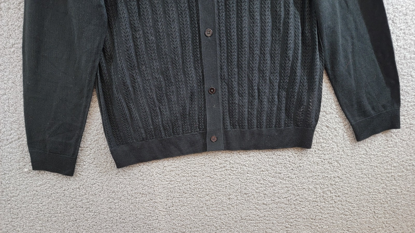 NN07 Spread Collar Knit Wool Blend Cardigan Sweater Men XL Black Button Closure - Picture 4 of 18