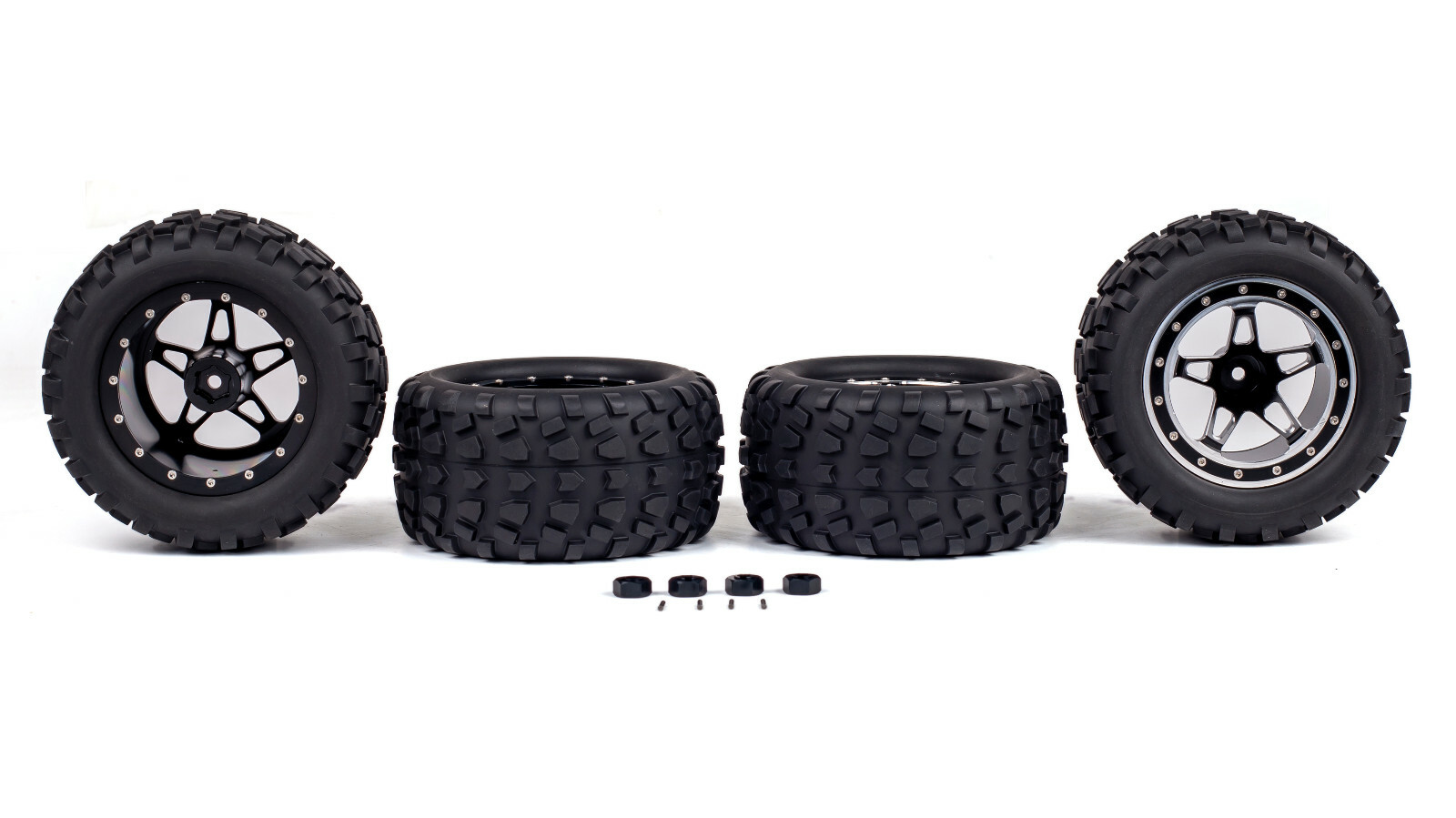 Set of 4 Wheels CNC Aluminum Rim w/ Tires for Traxxas Hoss 4x4 VXL 1/10 12mm