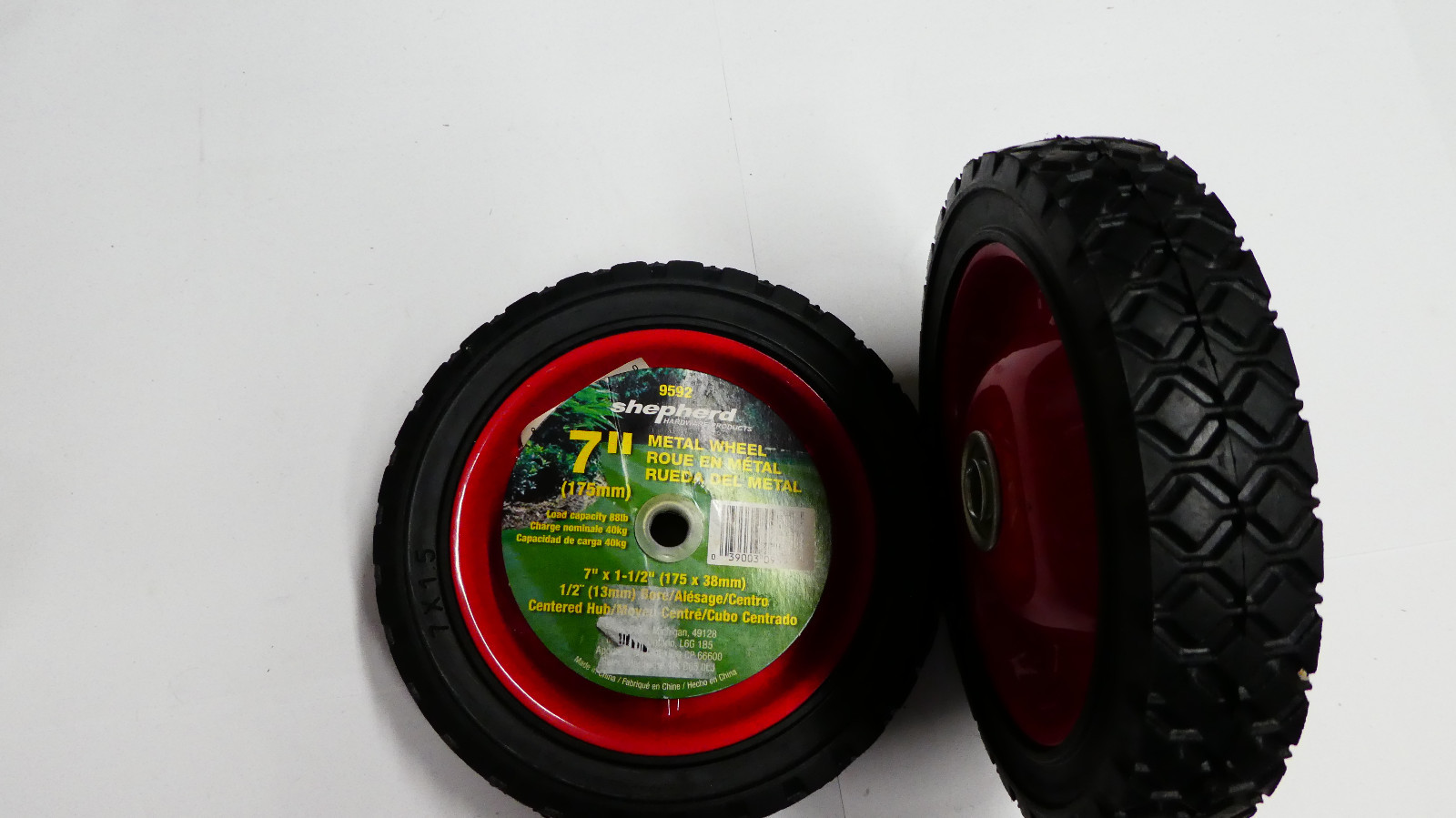 Shepherd Hardware 9592 7 Semi-Pneumatic Rubber Tire, Steel Hub Set of 2