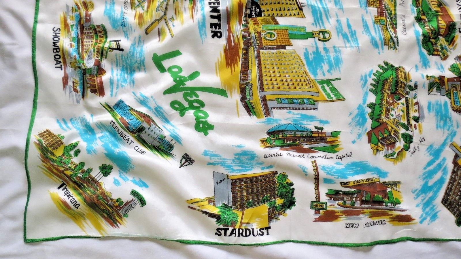 VINTAGE MID CENTURY LAS VEGAS SCARF - CASINOS - SAHARA, STARDUST, TROPICANA