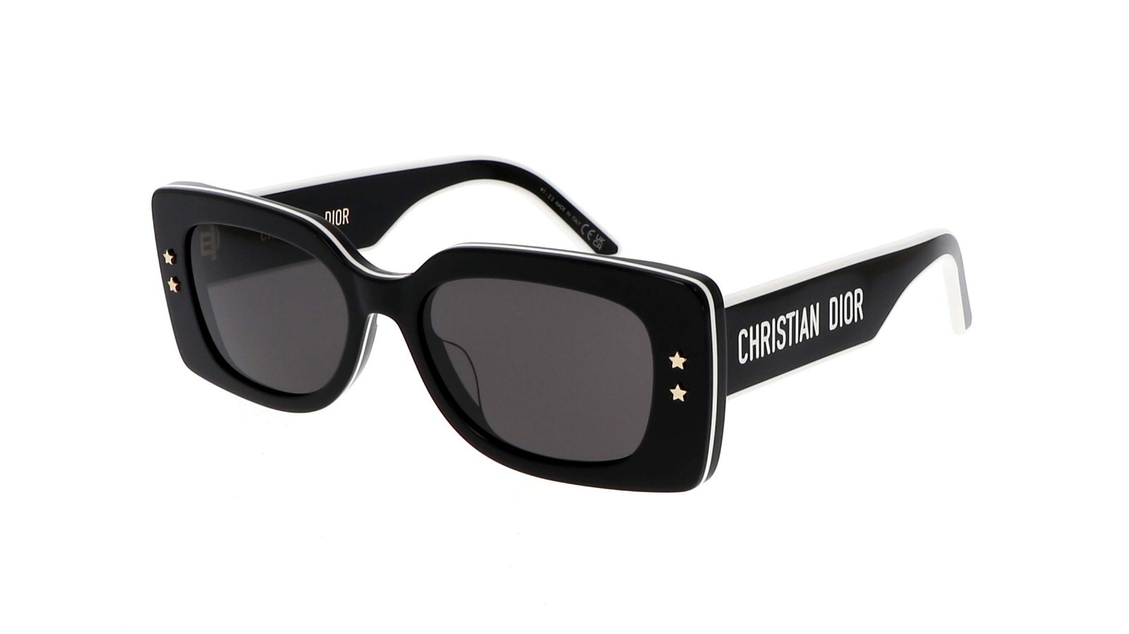 Pre-owned Dior Pacific S1u 10a0 Sunglasses Black White Grey Lens Italy 53mm In Gray