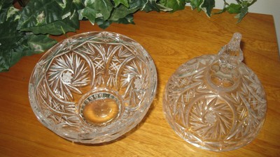 LEAD CRYSTAL CANDY DISH WITH LID FINIAL