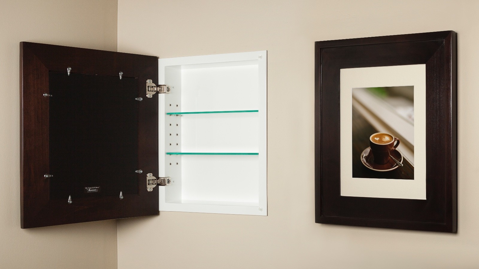 Recessed Medicine Cabinet with picture frame door, NO MIRROR, 10+ colors, 14x18