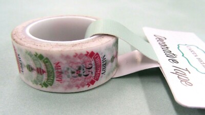 Carta Bella Christmas Words Decorative Tape Scrapbooking Holidays 15 feet roll
