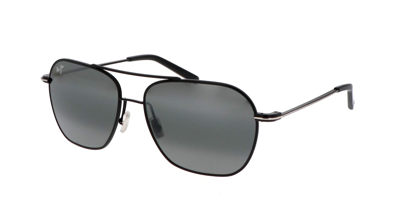 Pre-owned Maui Jim Mano 877-02 Grey Mano Black Silver Stripe / Neutral Bi-gradient Lens In Gray