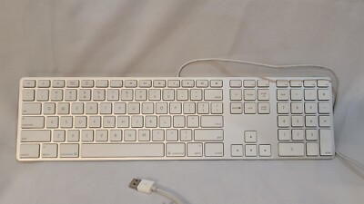 TESTED Genuine Apple A1243 Slim Aluminium USB Wired Keyboard With Numeric Keypad