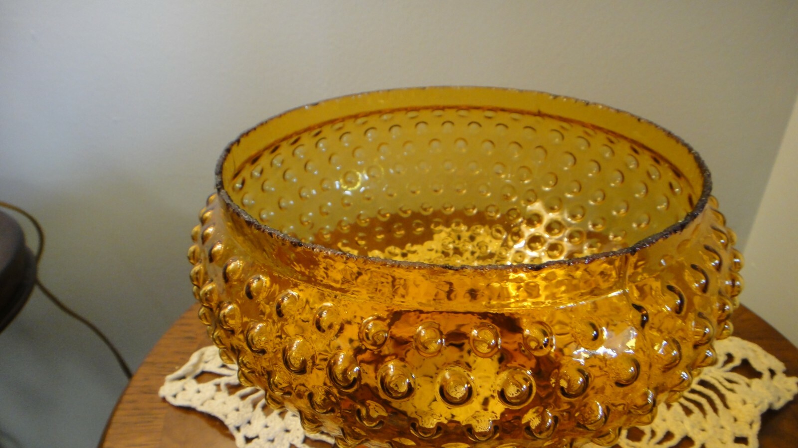 VINTAGE Amber Hobnail Glass Hurricane/Oil/Student Lamp Shade 7