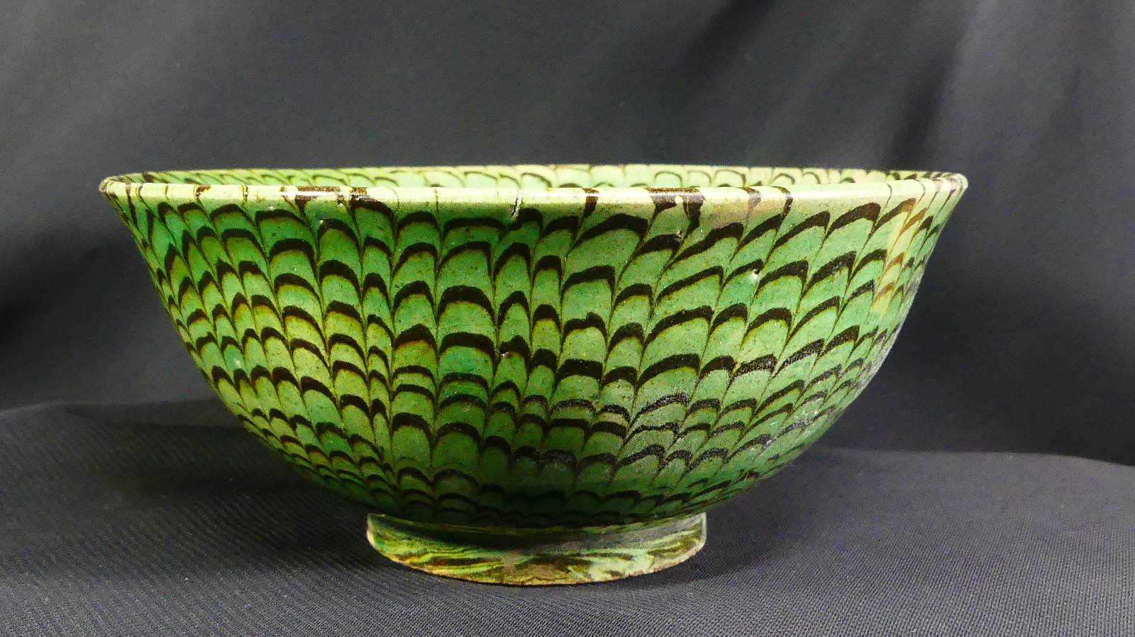 China's Tang Dynasty! Stunning Buddhist Green Lotus Blossom Stoneware Bowl RARE!