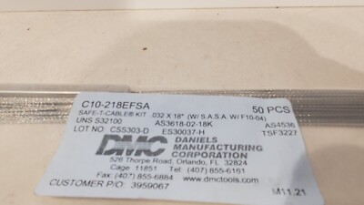 DMC Tools C10-218EFSA Safe-T-Cable  .032 X 18''  S/S Cables & Ferrules 50 ea.