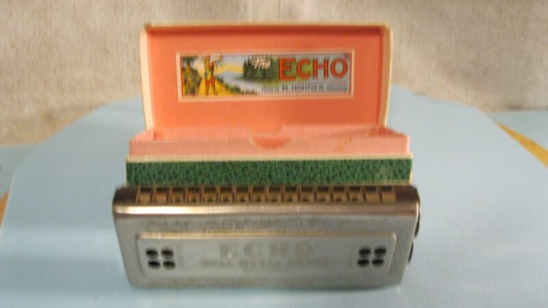 THE ECHO HARP Vintage Harmonica Hohner Germany W/ Box