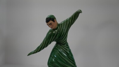 Ceramics Art Studio Figurine Dance Modern Man Ballet Green Robe 9.25''