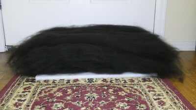 Huacaya Alpaca Fiber Fine Grade 3 Black Batt 8 oz 1/2 Lb Roving Spinning 9.5''!