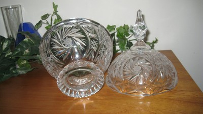 LEAD CRYSTAL CANDY DISH WITH LID FINIAL