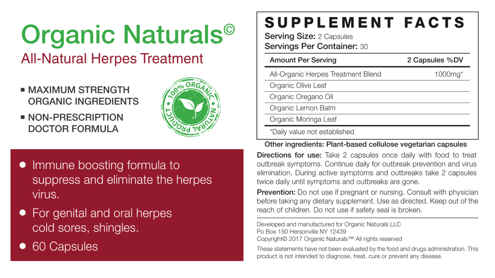 All-Natural Herpes Treatment Capsules - by Organic Naturals - 60 Capsules 8