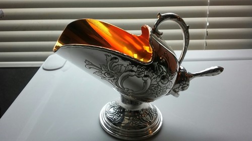 Silver Plated Raised Floral Design Scuttle Open Salt Cellar with Scoop