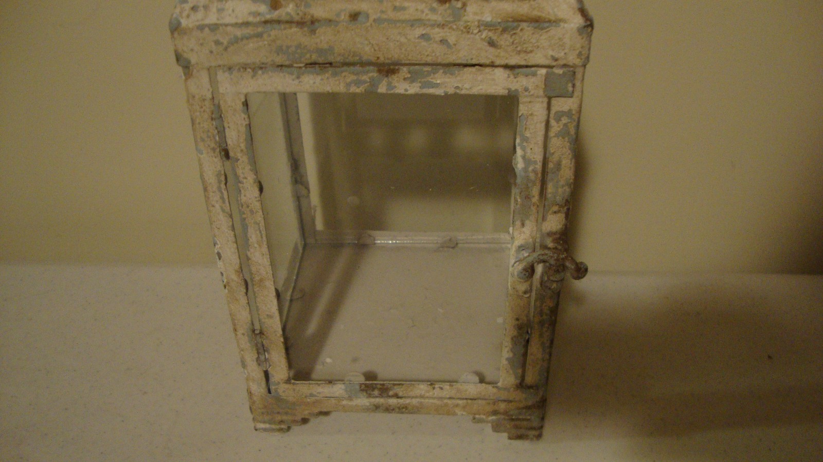 SALE /Country new Tiffany distressed tin /glass square candle Lantern