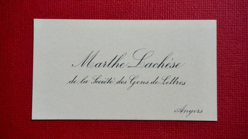 Carte De Visite-Marthe LachÃSe - Ecrivain - Societe Des Gens De Lettres - Angers