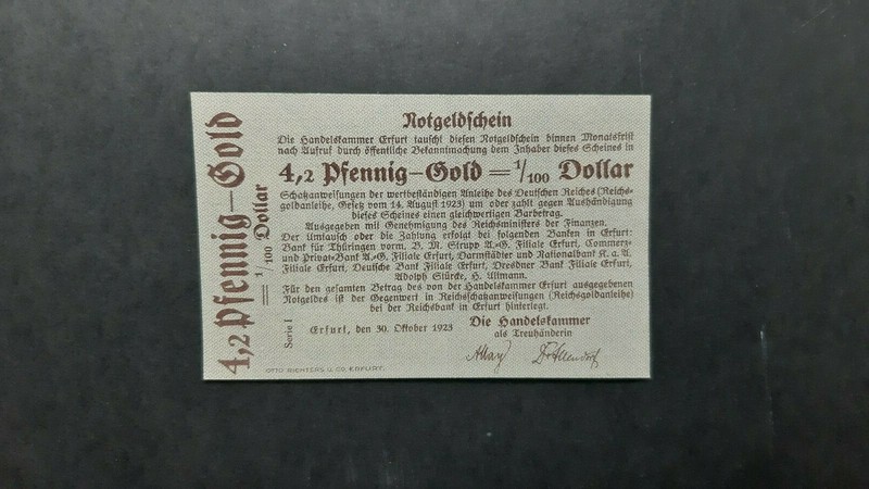 K 148a Notgeldschein Handelskammer Erfurt 4,2 Gpfg 1923 