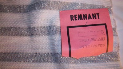 Vintage TREVIRA Knit Fabric Silver Metallic & White Stripe Polyester 32