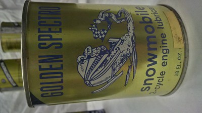 one case of golden spectro vintage oil tins motorcycle snowmobile motocross rare