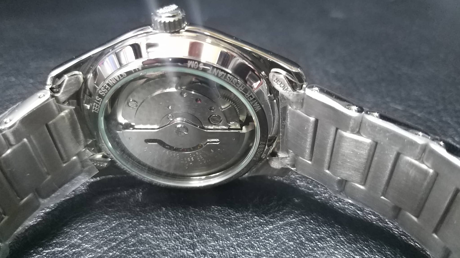 Pre-owned Orient Watch Automatic Semi Skeleton Open Heart Cfh01001w 40 Hours Reserve