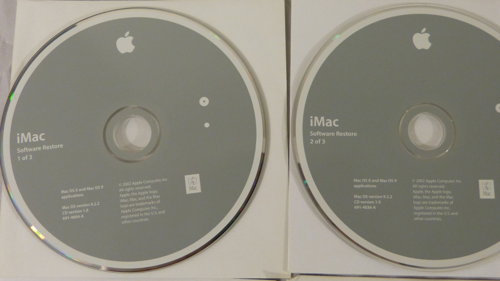 iMac 2002 OS X 10.2 Install Disk & Software Restore 9.2.2 & World Book 2003